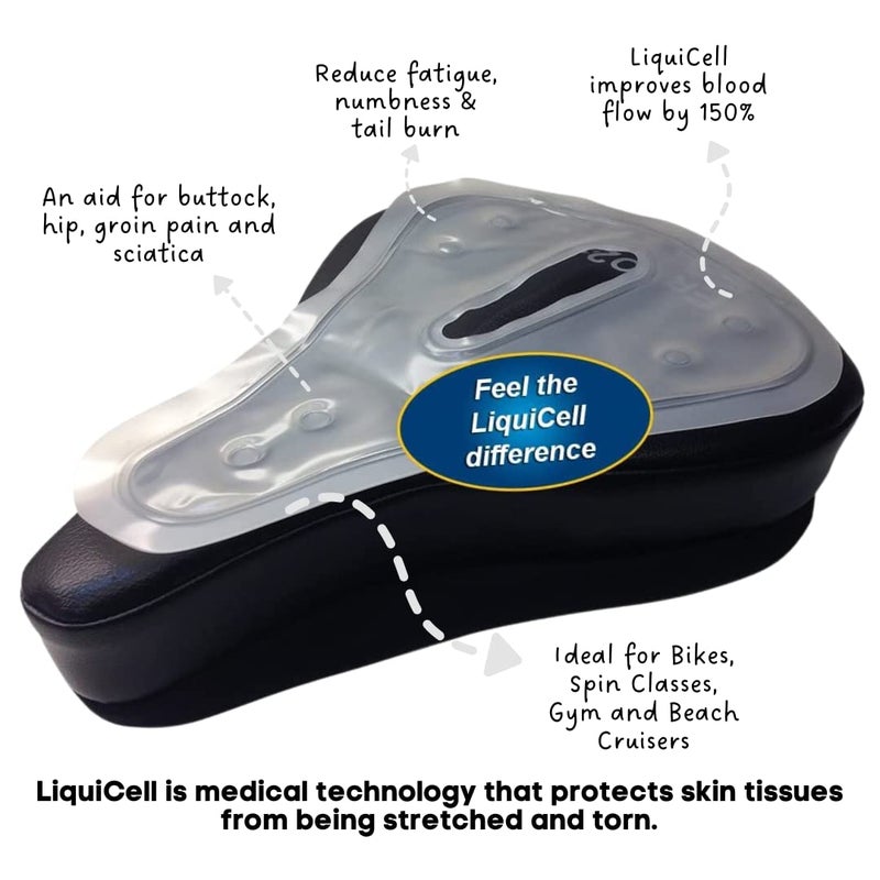 Ergo21 LiquiCell Bicycle Seat Cover â€“ Large Size â€“ Extra Comfort for Spin Bikes & Exercise Bikes â€“ Relieves Tailbone, Hip, Sit Bone & Back Pain â€“ Non-Slip, Water Resistant Large Size - Image 4